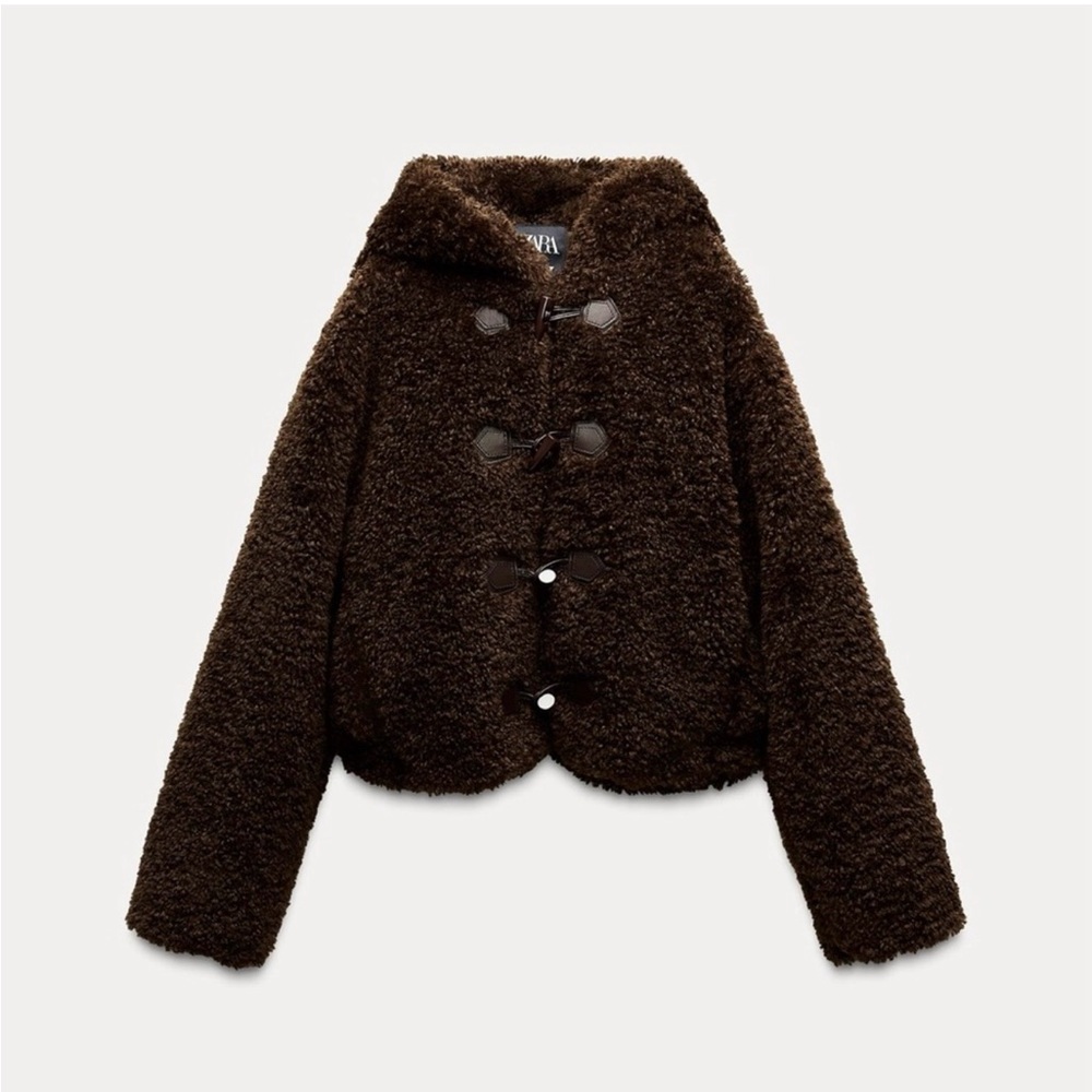 Zara Dark Brown Teddy Jacket - Picture 2 of 5